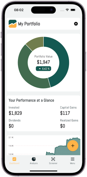 Screenshot of the upcoming Investiqal app